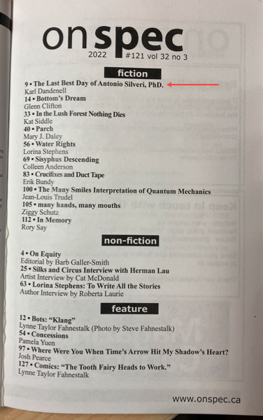 ON SPEC magazine table of contents